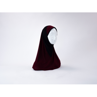 Hijab lycra  1 piece bicolor bordeau/noir